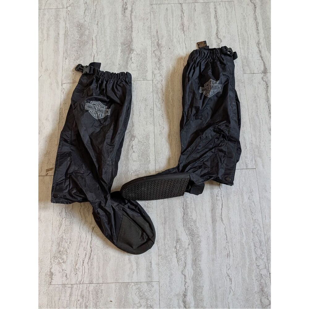 Mens Harley Davidson Black Rain Gaiter Boot Covers Size XL Motorcycle